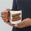'Monsters, Sharks, and Dinosaurs' Mug with Color Inside - Image 3